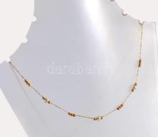 Arany (Au) nyaklánc, édesvízi gyöngyökkel, 1,4K, jelzett, számlával, bruttó 1,4g