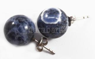 Ezüst (Ag) fülbevaló pár, kék kő golyókkal, jelzett, bruttó 4,4g