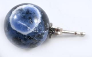 Ezüst (Ag) fülbevaló pár, kék kő golyókkal, jelzett, bruttó 4,4g