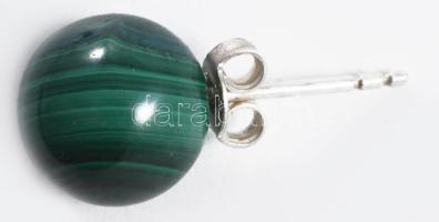 Ezüst (Ag) fülbevaló pár, malachit golyókkal, jelzett, bruttó 4,6g
