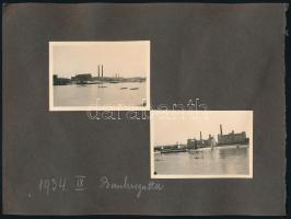 1934 Bankregatta evezősverseny Budapesten a Dunán, háttérben az Újlipótváros-Vizafogó malmai. 5 db f...