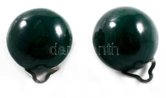 Ezüst (Ag) klipsz fülbevaló pár, malachittal, jelzett, bruttó 10,6g