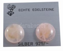 Ezüst (Ag) klipsz fülbevaló pár, rózsakvarccal, jelzett, bontatlan csomagolásán