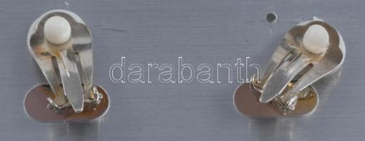 Ezüst (Ag) klipsz fülbevaló pár, rózsakvarccal, jelzett, bontatlan csomagolásán