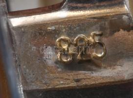 Ezüst (Ag) klipsz fülbevaló pár, rózsakvarccal, jelzett, bontatlan csomagolásán