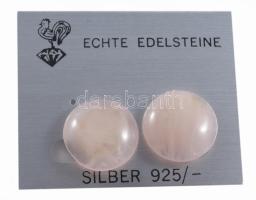 Ezüst (Ag) klipsz fülbevaló pár, rózsakvarccal, jelzett, bontatlan csomagolásán