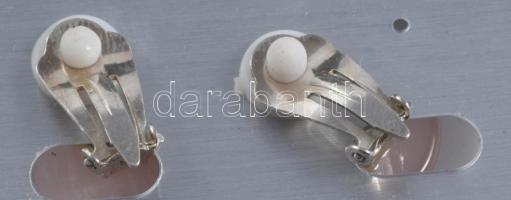 Ezüst (Ag) klipsz fülbevaló pár, rózsakvarccal, jelzett, bontatlan csomagolásán