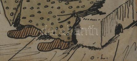 Oskar Laske (1874-1951): Festő a műtermében. Akvarell, tus, papír, jelzett, kissé foltos, lapszéli s...