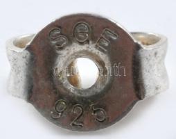 Ezüst (Ag) fülbevaló pár, tigrisszem gyönggyel, jelzett, bruttó 5,7g