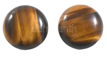 Ezüst (Ag) klipsz fülbevaló pár, tigrisszem gyönggyel, jelzett, bruttó 16,8g