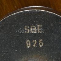 Ezüst (Ag) klipsz fülbevaló pár, tigrisszem gyönggyel, jelzett, bruttó 16,8g