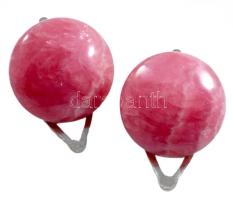 Ezüst (Ag) klipsz fülbevaló pár, rózsaszín kővel, jelzett, bruttó 9,7g