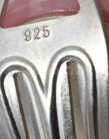 Ezüst (Ag) klipsz fülbevaló pár, rózsaszín kővel, jelzett, bruttó 9,7g