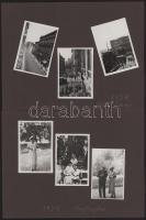 1934 Budapest Lánchíd, Fő utca, Szent István napi ünnepségek. 9 db fotó, albumlapokon 6x9 cm