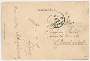 1908 Dluha, Bánhegy, Dlhá nad Oravou; Római katolikus templom, iskola, Bocsa József-féle vendéglő. B...