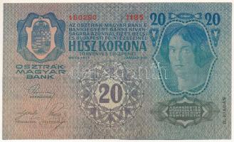 1913. 20K "1185 160290" piros "Deutschösterreich" felülbélyegzéssel T:F szép papír