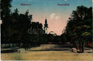 1923 Nagymihály, Michalovce; utca, templom. Josef Lándai kiadása / street view, church (EK)