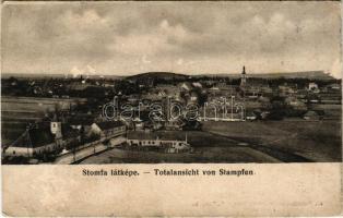 1917 Stomfa, Stampfen, Stupava; Látkép. Vasúti levelezőlapárusítás 1916., Erdélyi udv. fényképész felvétele / view (felületi sérülés / surface damage)