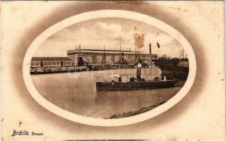 Braila, Docuri / port with ships, "ANAPONIKH" (fl)