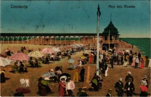 1928 Constanta, Konstanca; Plaja de la Mamaia / beach, bathers (EK)