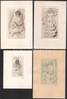 Fritz Kühn (1910-1967): 6 db erotikus ex libris, többségében a Réthy családhoz köthető. Rézmetszet vagy rézkarc, papír, 3 db ceruzával jelzett, klf. méretekben