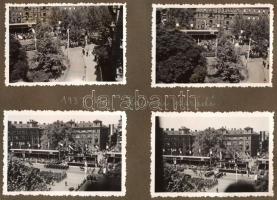 1937 Az olasz király Budapesten Viktor Emánuel tiszteletére rendezett katonai parádé az Andrássy úton 8 db fotó albumlapon 9x6 cm  1937 Military parade on Andrássy Avenue in Budapest in honor of the Italian King Viktor Emanuel 8 photos on an album sheet 9x6 cm