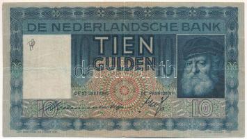 Hollandia 1936. 10G "HM 005826" T:F pici beszakadások Netherlands 1936. 10 Gulden "HM 005826" C:F tiny tears Krause P#49