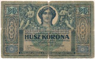 1919. augusztus 9. 20K "R 2028 537017" T:VG kis anyaghiány Hungary 1919. August 9th 20 Korona "R 2028 537017" C:VG small missing material Adamo K20, Krause P#42