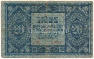 1919. július 15. 20K "1063 318361" T:VG beszakadások
Hungary 1919. July 15th 20 Korona &q...