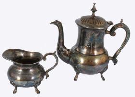 Antik 4 részes ezüstözött szervírozó készlet, jó állapotban, m: 19 cm alatt