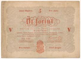 1848. 5Ft vörösesbarna nyomat "ATo. 861476" "Kossuth bankó" T:F fo. Adamo G109