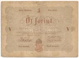 1848. 5Ft barna nyomat "BU:l. 24020" "Kossuth bankó" T:VG Adamo G109A