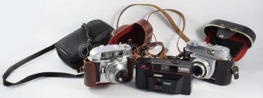 3 darab fényképezőgép, Beiermatic, Beirette, Kodak.