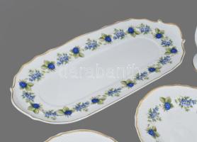 Hollóházi szedermintás süteményes készlet 39x18 cm, d: 18 cm + váza m: 21,5cm, jelzett, kis kopással