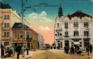 1916 Temesvár, Timisoara; Józsefváros, Scudier tér, Piszika Sándor üzlete, piac / square, shops, market (EK)