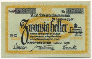 1916. Nagymegyer / Hadifogolytábor 20f "MS 31 0722" T:AU
1916. Hungary / Nagymegyer / POW...