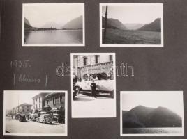 1933 Olaszország Comó tó környéki utazás képes naplója, Több mint 100 db, szépen gyűjtött városképes fotó feliratozott lapokon, albumban  1933 Italian - Swiss travel photo diary, More than 100 nicely collected topographical photos of Lake Como area, . on labeled pages, in an album