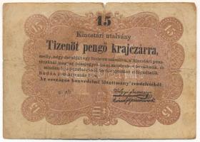 1849. 15kr "Kossuth bankó" T:VG Adamo G102