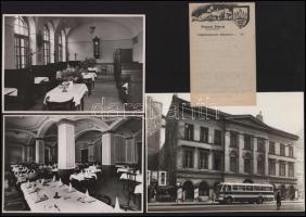 cca 1939-1960 Vegyes Esztergommal kapcsolatos fotó tétel, 5 db, 18×13 és 16×22 cm + Központi Étterem Esztergom számolócédula