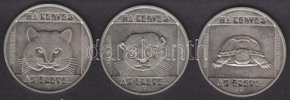 1985. 100Ft 3klf db "Természetvédelem - vadmacska, mocsári teknős, vidra" sor T:BU