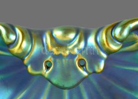 Zsolnay eozin mázas névjegykártyatartó, jelzett, alján Parádsasvári vésettel, 16x11 cm