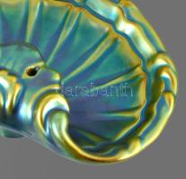 Zsolnay eozin mázas névjegykártyatartó, jelzett, alján Parádsasvári vésettel, 16x11 cm