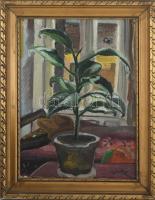 Bálint Paris jelzéssel: Enteriőr. Olaj, vászon, kartonon. 32x24 cm. Dekoratív, sérült fakeretben.