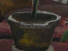 Bálint Paris jelzéssel: Enteriőr. Olaj, vászon, kartonon. 32x24 cm. Dekoratív, sérült fakeretben