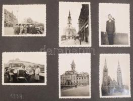 1935 Kb 150 db érdekes fotó albumban: Budapest Lánchíd, azóta lerombolt ház erkélyéről készített fot...