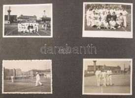 1935 Kb 150 db érdekes fotó albumban: Budapest Lánchíd, azóta lerombolt ház erkélyéről készített fot...