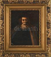 Olvashatatlan jelzéssel: Szakállas férfi portréja. Olaj, karton. 23x19 cm. Dekoratív, sérült fakeretben.