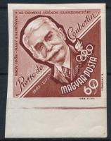 1963 Nagy idők - Nagy események 60f P. de Courbertin vágott ívszéli bélyeg