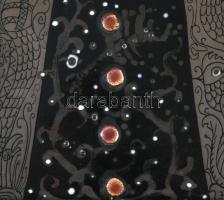 Járási Ildikó (1953-): Királynő. Tűzzománc, jelzett, fa keretben, 29x14 cm