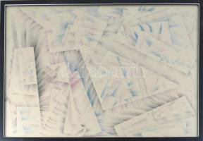 Ruzicskay György (1896-1993): Absztrakt kompozíció. Vegyes technika, papír, jelzett. Üvegezett fakeretben, 50x70 cm / mixed technique on paper, signed, framed